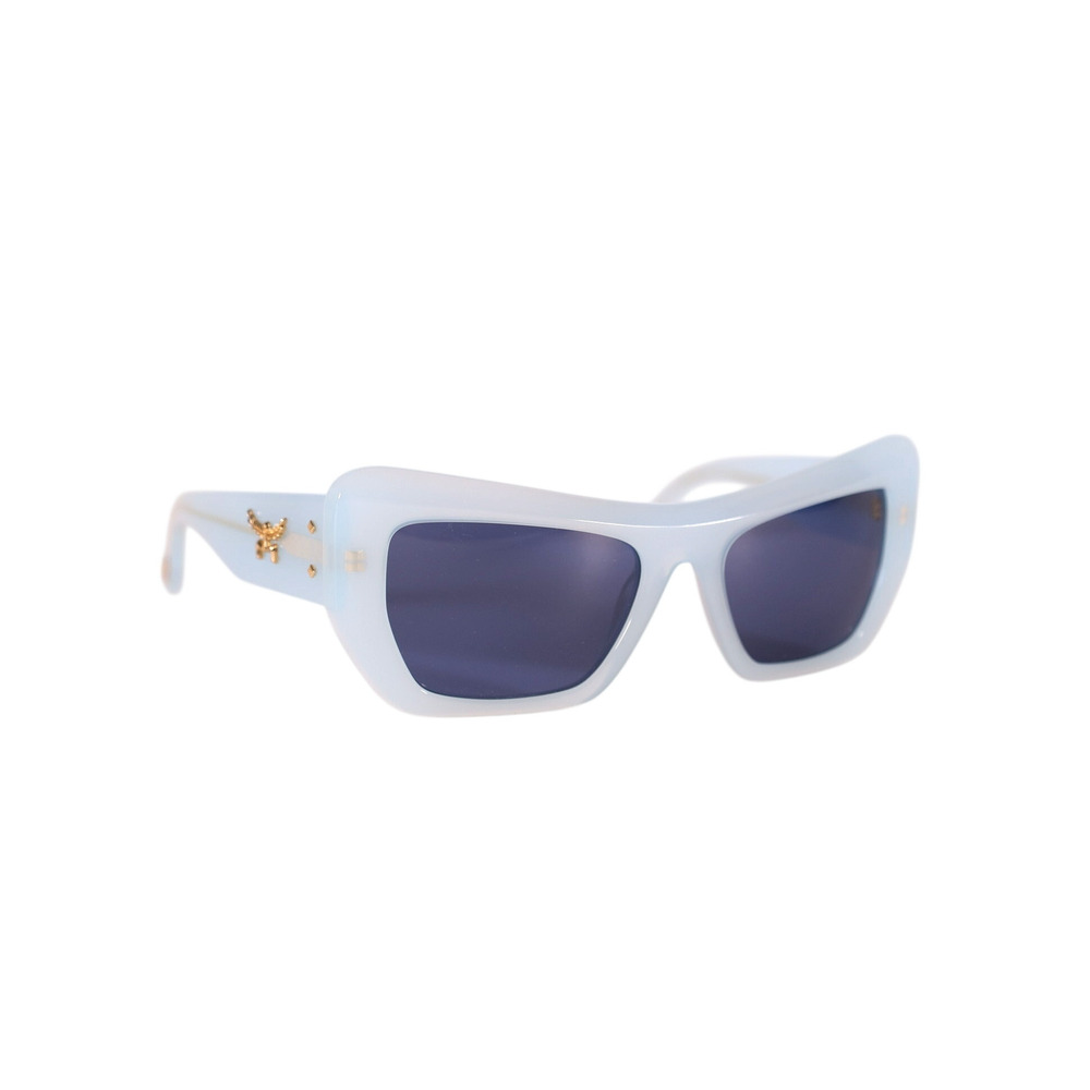 MCM Rectangle Cat Eye Sunglasses - Shiny Light Blue / Smoke - NWT - Picture 4 of 10